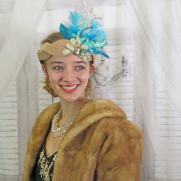 Great Gatsby inspired headband, Beads, glitter and feathers 1920's Flapper style - Picture 12 of 12